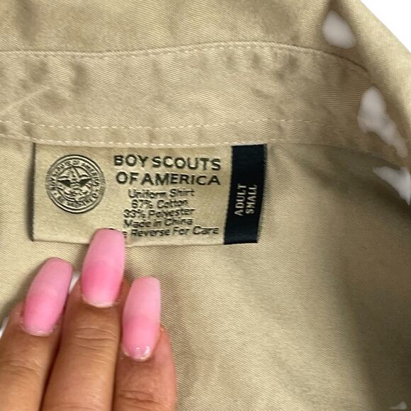 VTG Boy Scouts Button Up Shirt Men Sz S Eagle Scout Patches Tan Alabama USA Gorp - Picture 3 of 6
